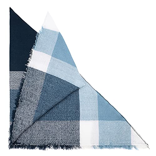 American Trends Scarfs for Women Winter Triangle Scarf Classic Plaid Warm Scarf Soft Scarves Knitted Wrap Shawl - color: Triangle Blue & White & Black