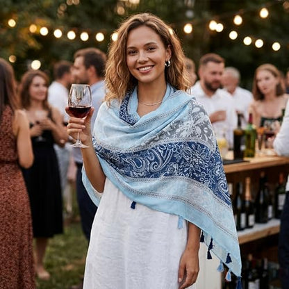 Yeieeo Boho Scarf for Women Lightweight Floral Printed Scarf Fall Winter Fashion Fringed Shawl - color: Floral 2