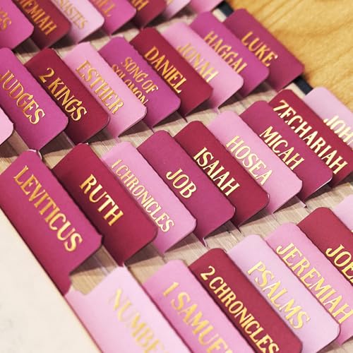Laminated Bible Tabs for Women, Pink, Gold Foil Embossed Lettering, 105pcs - style: Gold Foil Pink