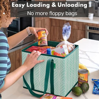 Reusable Grocery Bags (3 Pack) – Heavy Duty Reusable Shopping Bags, Green - color: Green