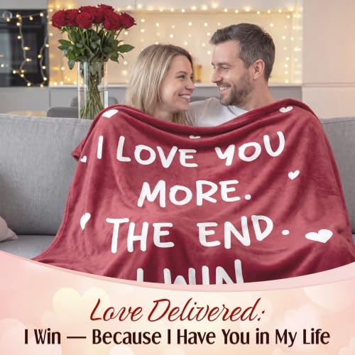 WRAPIX Anniversary Couple Gifts for Women Men - Soft Throw Blanket 60x80 in - color: Red - Love More, size: 60x80 inches