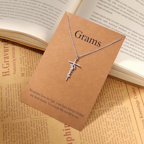 Lcherry Birthday Gifts for Grandma Mom Daughter Teacher Cross Necklace for Women Christian Necklaces Religious Gifts Jewelry for Women Mother's Day - style: Grams