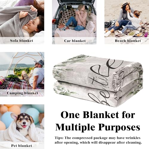 Christian Bible Verse Blanket, Christian Gifts for Women Men, Be Still and Know That I Am God Religious Scripture Throw Blankets for Bedroom Living Room Couch Sofa, 50x60 Inches - color: Green Leaf
