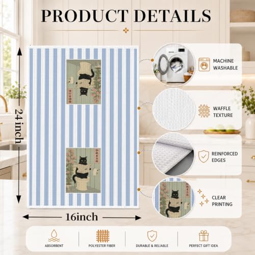Funny Cat Bathroom Hand Towels 16x24 Inch Set of 2 - color: Cat Bathroom