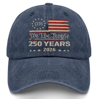 250th Anniversary 250 Years Freedoms Baseball Hat Running Embroidered Cap for - color: Navy Blue