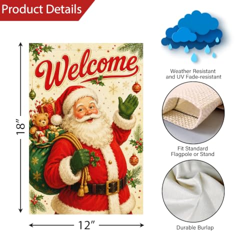 Louise Maelys Christmas Santa Claus Garden Yard Flag 12x18 Inch - color: Multi-10