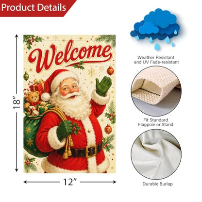Louise Maelys Christmas Santa Claus Garden Yard Flag 12x18 Inch - color: Multi-10