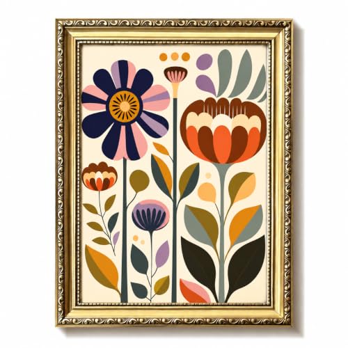 Vintage Gold Framed Wall Art, Painting for Living Room Bedroom Nursery Holiday Decor 8x10 Inch - color: A-BOHO, size: 10"L x 8"W