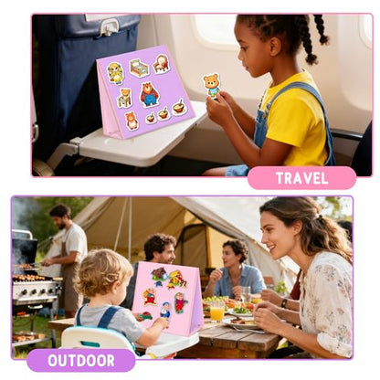 Felt Board for Toddlers, Double-Sided Flannel Board, Reversible Pink/Purple - color: Pink