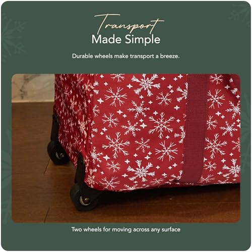 Covermates Rolling Treasurekeeper Storage Bag, 19.25" W x 13" D x 12.5" H - color: Red Snowflake Polyester, size: 19.25W x 13D x 12.5H - With Wheels