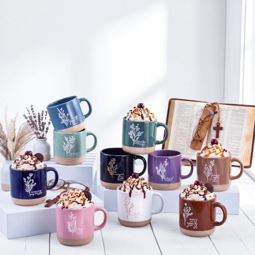 Didaey 10 Pcs Christian Gifts Bulk for Women, Religious Bible Verse Mugs - color: Bright Color