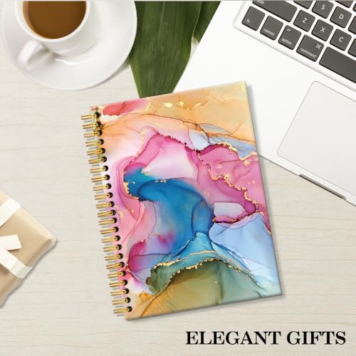 ERHACHAIJIA Watercolor Splash Lined Spiral Notebook for Women Wife Sister - color: Rainbow-gold