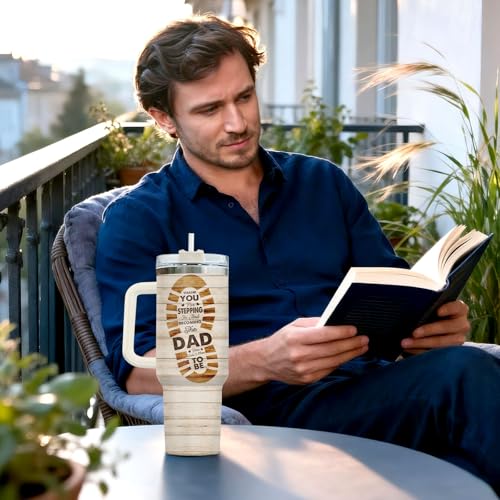 34HD Bonus Dad Stepdad Thank You 40 oz Tumbler with Handle, Dad Gift - color: Stepped Up Dad
