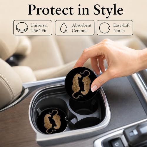 Car Coasters for Cup Holders, Black Cheetah Car Coasters Set of 2, B21 - color: Leopard
