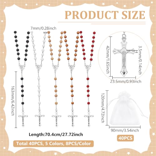 40 Sets Rosary Bead Bulk Catholic Christening Necklace Baptism