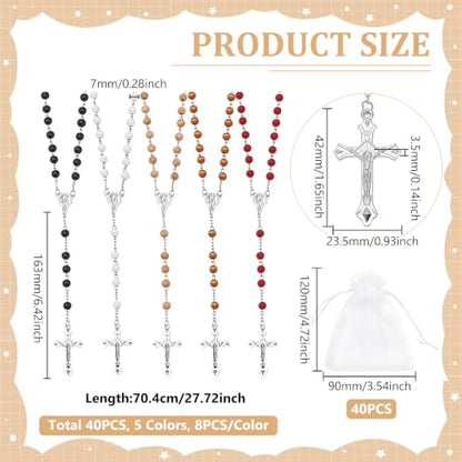 40 Sets Rosary Bead Bulk Catholic Christening Necklace Baptism