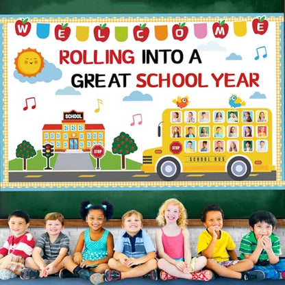 Welcome Back to School Bulletin Board Decorations Set School Bus Cutouts - color: School Bus