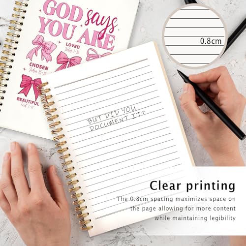 God Says You are Christian Notebook, Coquette Pink Bow Bible Journaling, Religious Prayer Journal for Woman, Church Notes Notebook, Scripture Hardcover Spiral Notebooks 5.5x8.3 Inch - color: 05-Bible(08)