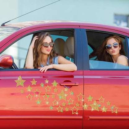 Epakh 84 Pcs Gold Star Stickers Glitter Bling Rhinestone Sticker - color: Gold, size: Star