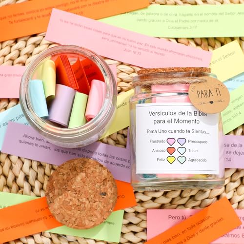 Spanish Bible Verse Jar Read Me Bible Verses Jar Tarro De Versículos Bíblicos En Español Christian Gift for Mom Women Men Regalos Cristianos Para Mujer Spanish Scripture Prayer Hope Cards with Box - style: Spanish