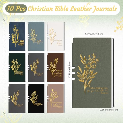 10 Sets Christian Gifts Inspirational Notebook A6 Leather Aesthetic Journals with Bible Verse Prayer Pen Religious Church Thank You Gift for Women Men Coworker Teachers