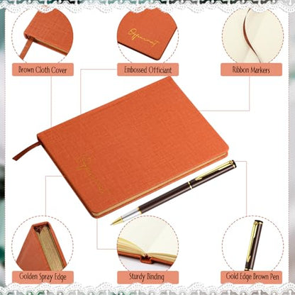 Engrowtic Wedding Officiant Book with Pen 5.25x8.25,Brown,Classic - color: Brown, style: Classic