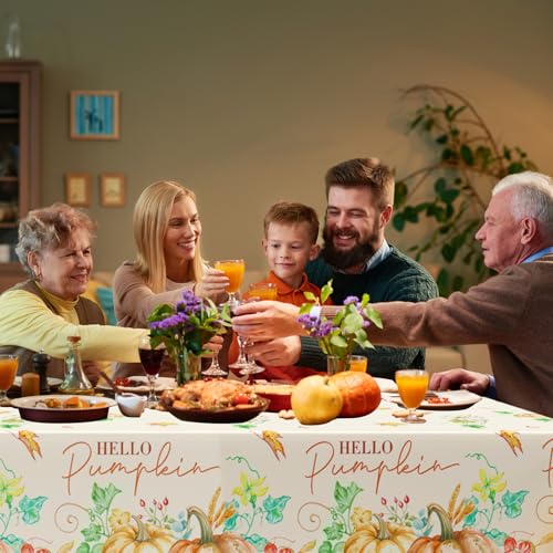 3Pcs Fall Pumpkin Tablecloths, Disposable Thanksgiving Party Table Cover - color: Watercolor Pumpkin