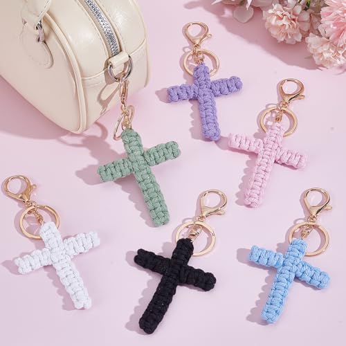 Cross Keychains Bulk Easter Christian Baptism Party Favors Easter Bible Car Keychain Key Chain Faith Cross - color: Mixed Color