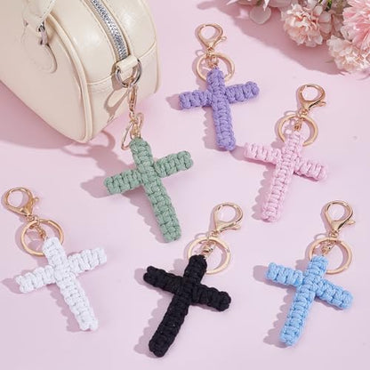Cross Keychains Bulk Easter Christian Baptism Party Favors Easter Bible Car Keychain Key Chain Faith Cross - color: Mixed Color