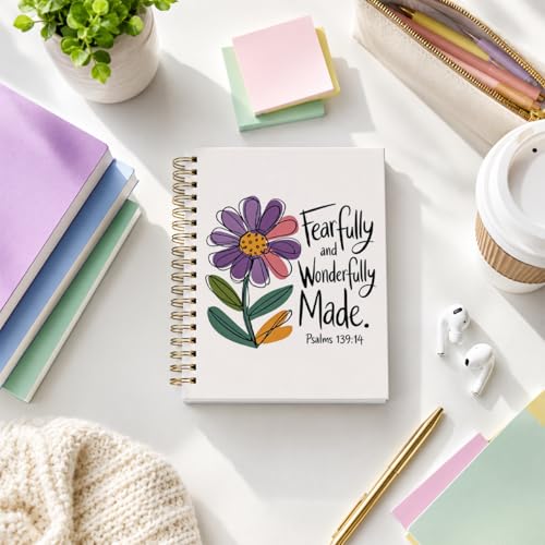 Rusenbao Christian Bible Verse Spiral Notebook Journal for Women Teen Girls