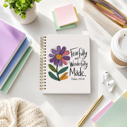Rusenbao Christian Bible Verse Spiral Notebook Journal for Women Teen Girls