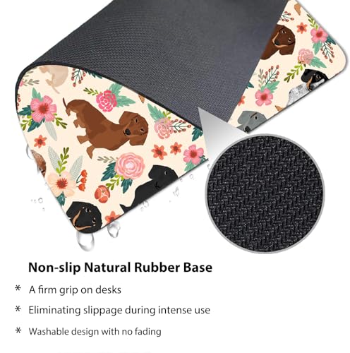 Dachshund Floral Seamless Design Mouse Pad, Sausage Dog Wiener Desk Mat - color: Sausage Dog