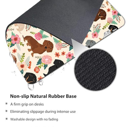 Dachshund Floral Seamless Design Mouse Pad, Sausage Dog Wiener Desk Mat - color: Sausage Dog