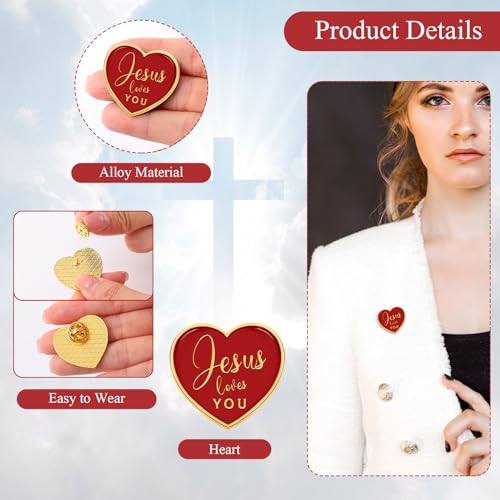 Tondiamo 50 Pcs Christian Jesus Loves You Pins Gifts - style: English Style
