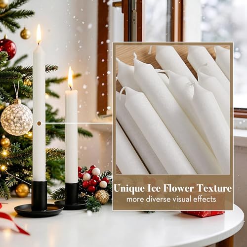 Ashlux Palm Taper Candles 12Pack, 10 Inch Unscented Dripelss Candlesticks - color: White