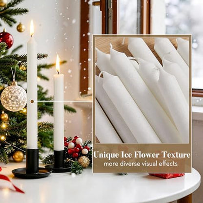 Ashlux Palm Taper Candles 12Pack, 10 Inch Unscented Dripelss Candlesticks - color: White