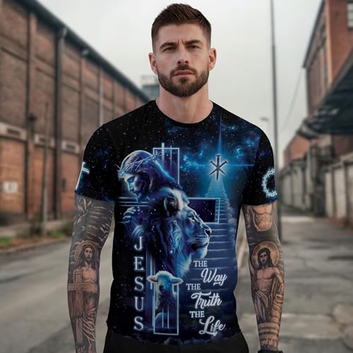 Jesus The Way The Truth and The Life Shirt, Religious Shirt for Men - color: Ds07, size: Small