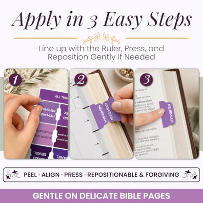 90 Christian Bible Tabs for Women, Kids & Teen Girls - Purple - color: Purple