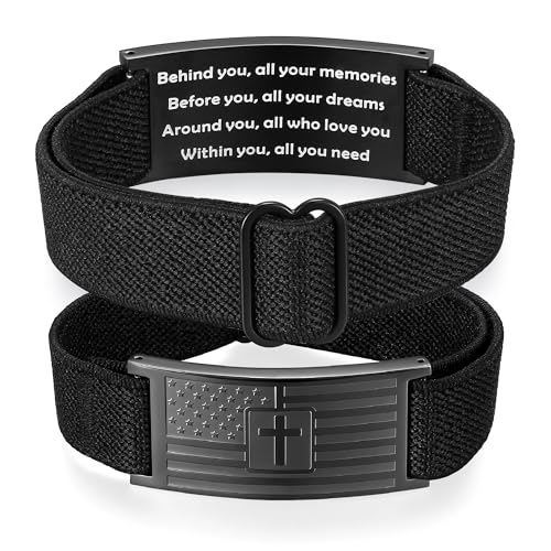 AryaHozel American Flag Cross Bracelet, Christian Gifts for Men Boys - style: Behind You