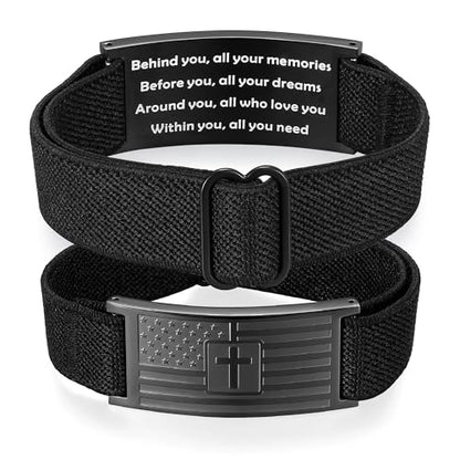 AryaHozel American Flag Cross Bracelet, Christian Gifts for Men Boys - style: Behind You