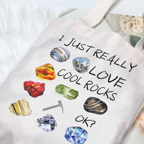 G2TUP Rockhounding Lovers Rock Collectors Tote Bag I Just Really Love Cool Rocks Geology Gifts Rock Hunter Handbag - color: Really Love Cool Rocks T Bag