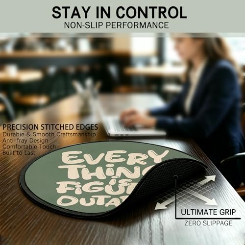 Everything is Figureoutable Inspirational Green Round Mouse Pad 8.6x8.6in - color: Figureoutable Mouse Pad