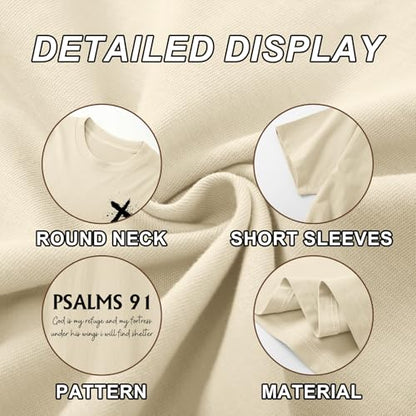 Christian Shirts for Women Psalms 91 Jesus Shirt Religious Faith God Tshirt Bible Verse Inspirational Tees Tops - color: Apricot, size: XX-Large