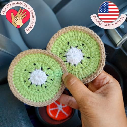 Cotton Crotchet Fruit Car Coaster Set (Kiwi Kiss) - color: Kiwi Kiss