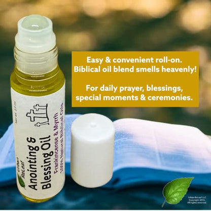Urban ReLeaf Anointing and Blessing Oil Roll-On ! Smells Great! Frankincense, Myrrh, Holy Bible Oils, Olive, Grapeseed. Blessed, Comfort, Honor, Consecration, USA Made. - size: 0.44 Fl Oz (Pack of 1)