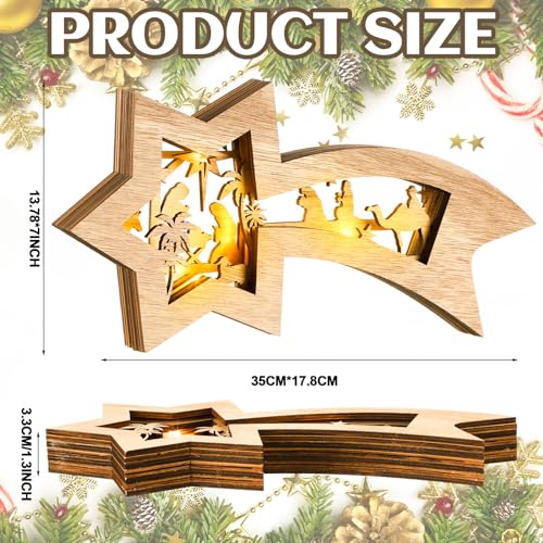 Bucherry Wooden Nativity Scene Christmas Tabletop Ornament,Classic - style: Classic