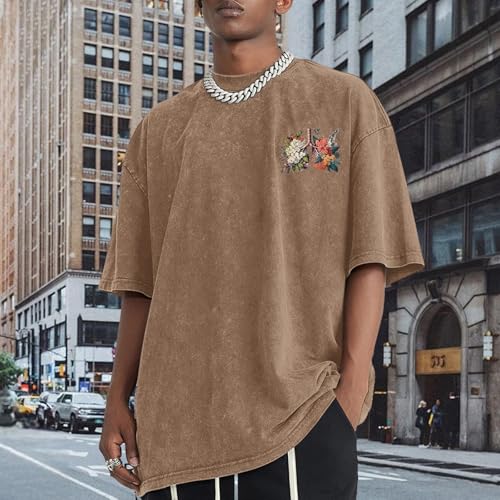 Christian Jesus Shirts for Men Faith God YHWH Shirt Bible Verse Religious Tshirts Oversized Graphic Vintage T-Shirts - color: Coffee, size: Large
