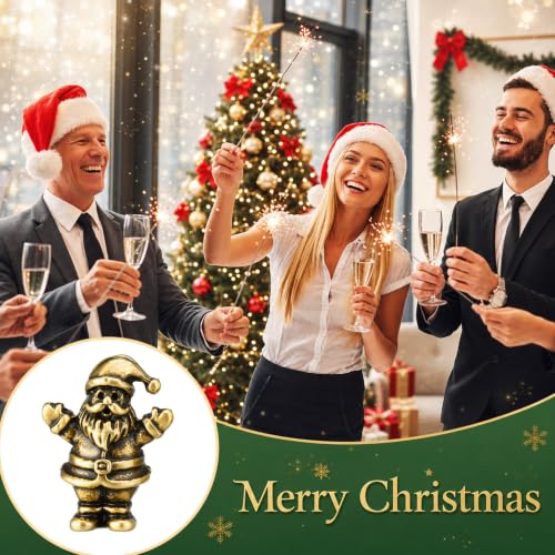 Civaner 50 Mini Brass Santa Claus Figurines, Tiny Christmas Decor - style: Santa Claus