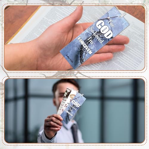 Dispowreath 60 Pcs for God So Loved Bookmarks Religious John 3: 16 Bookmarks Church Exchange Gifts for Men & Women Sunday School Vbs Church Prizes Party Favors - style: for God So Loved the World