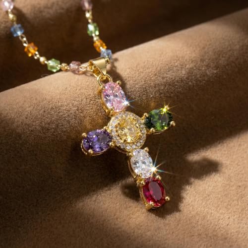 Colorful Crystal Rainbow Symbol Pendant Alloy Clavicle Necklace - color: Colorful